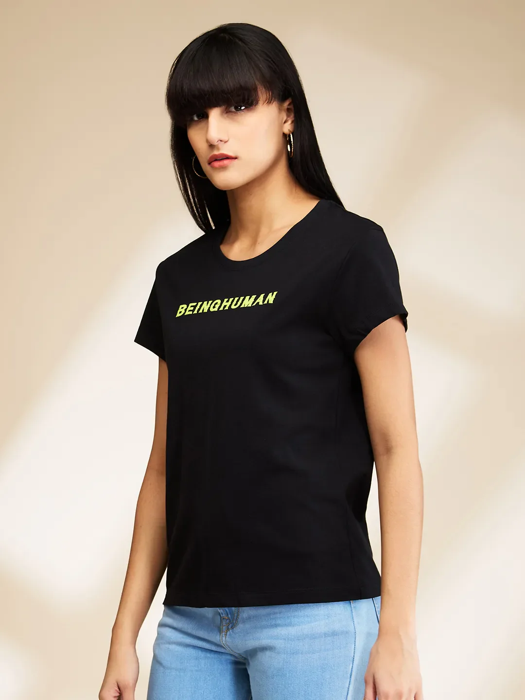 Black Easy Fit Short Sleeve Women's T-Shirt By Being Human Clothing - Image 4