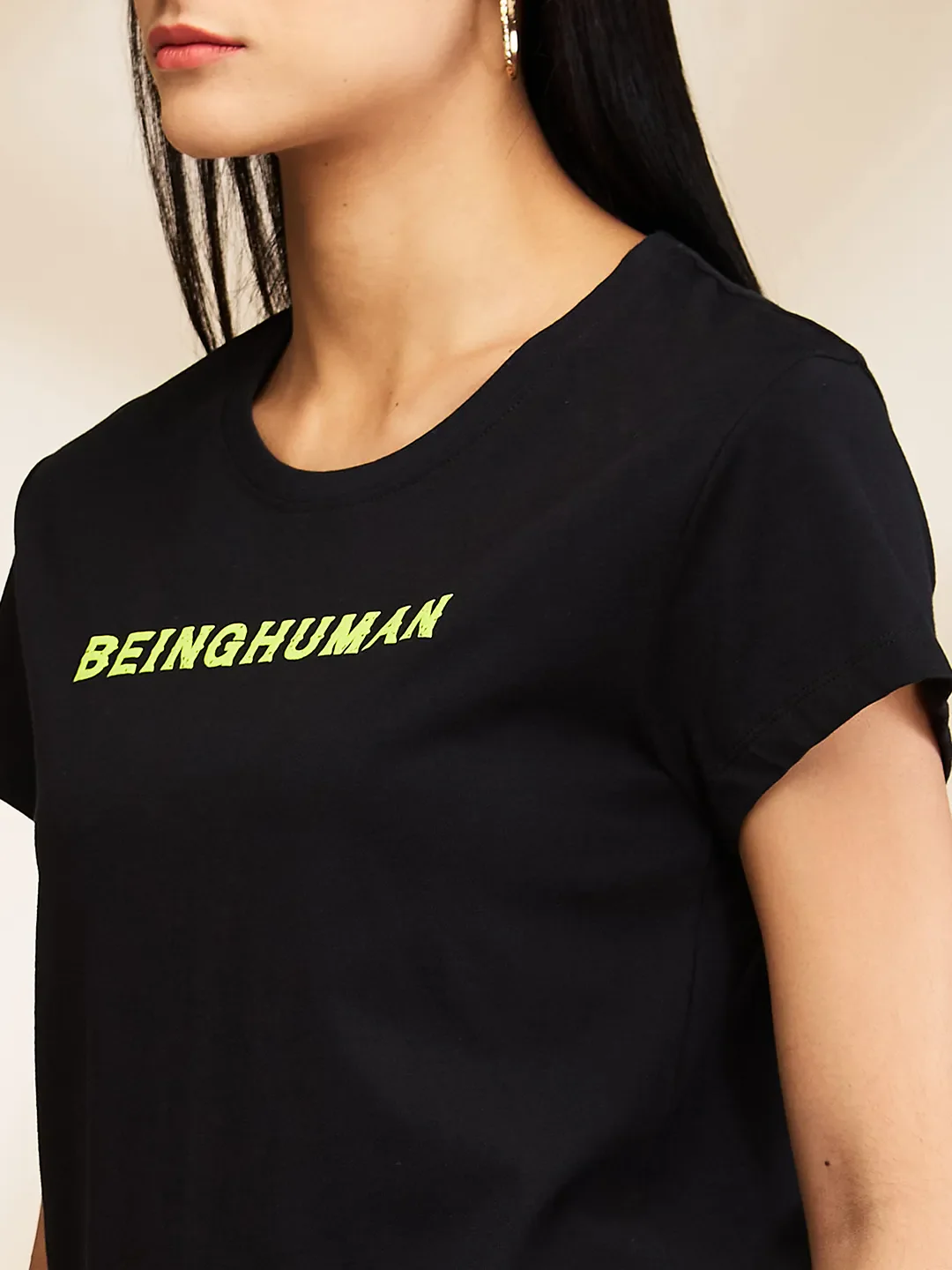 Black Easy Fit Short Sleeve Women's T-Shirt By Being Human Clothing - Image 5
