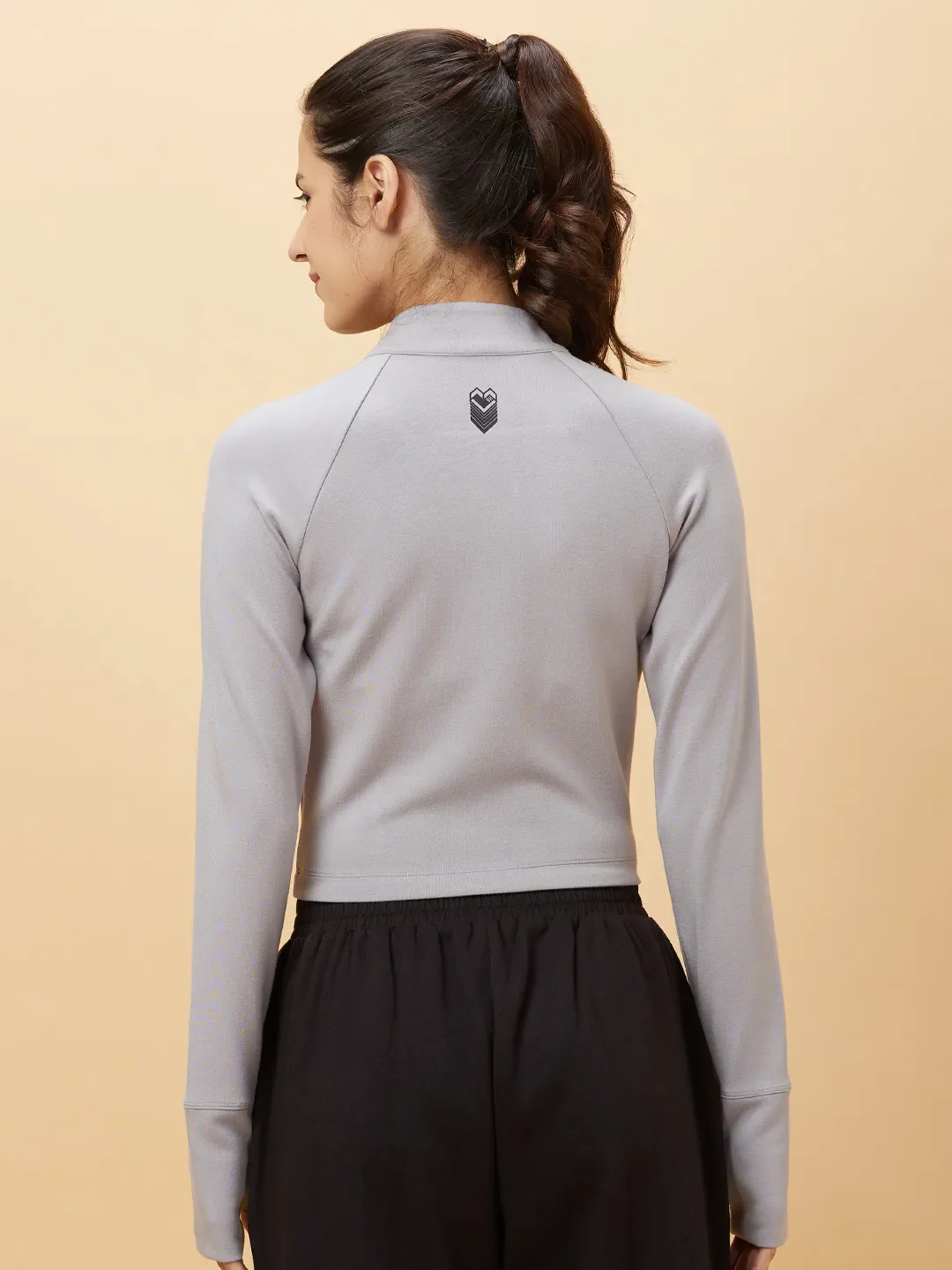 Grey Slim Fit Long Sleeve Women's T-Shirt By Being Human Clothing - Image 3