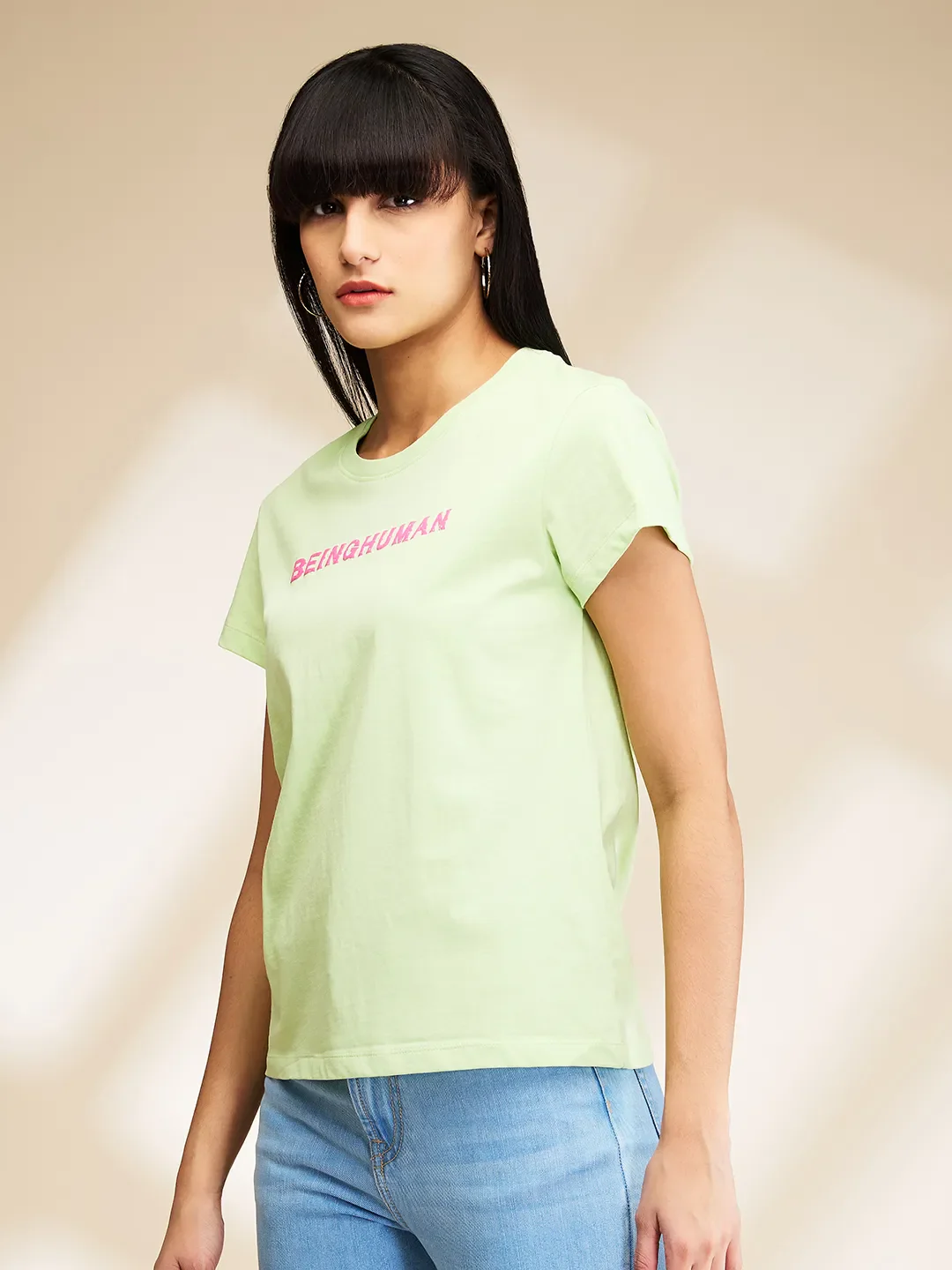 Lime Green Easy Fit Short Sleeve Women's T-Shirt By Being Human Clothing - Image 4