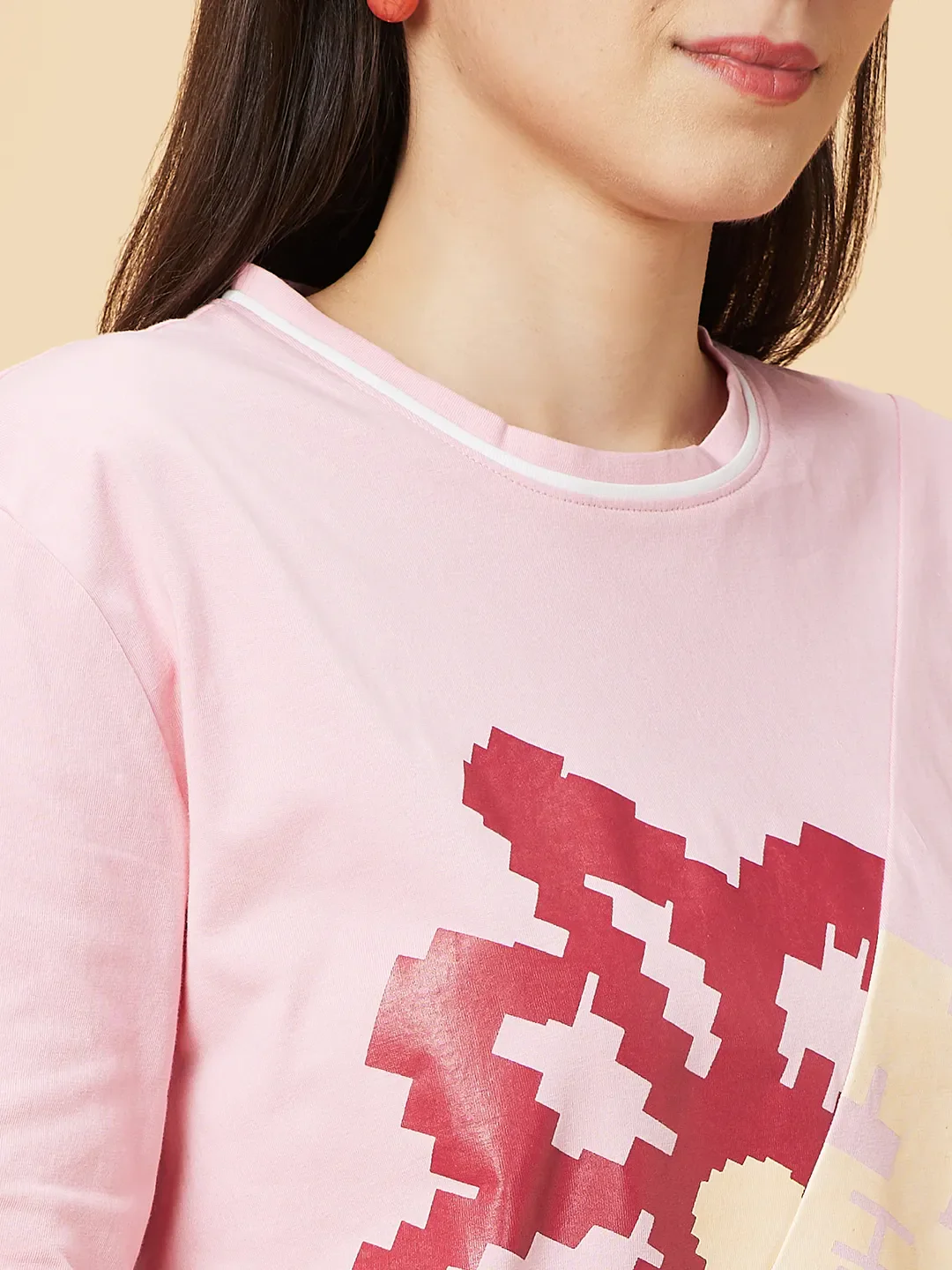 Pink Boxy Fit Women's Cotton T-Shirt By Being Human Clothing - Image 5