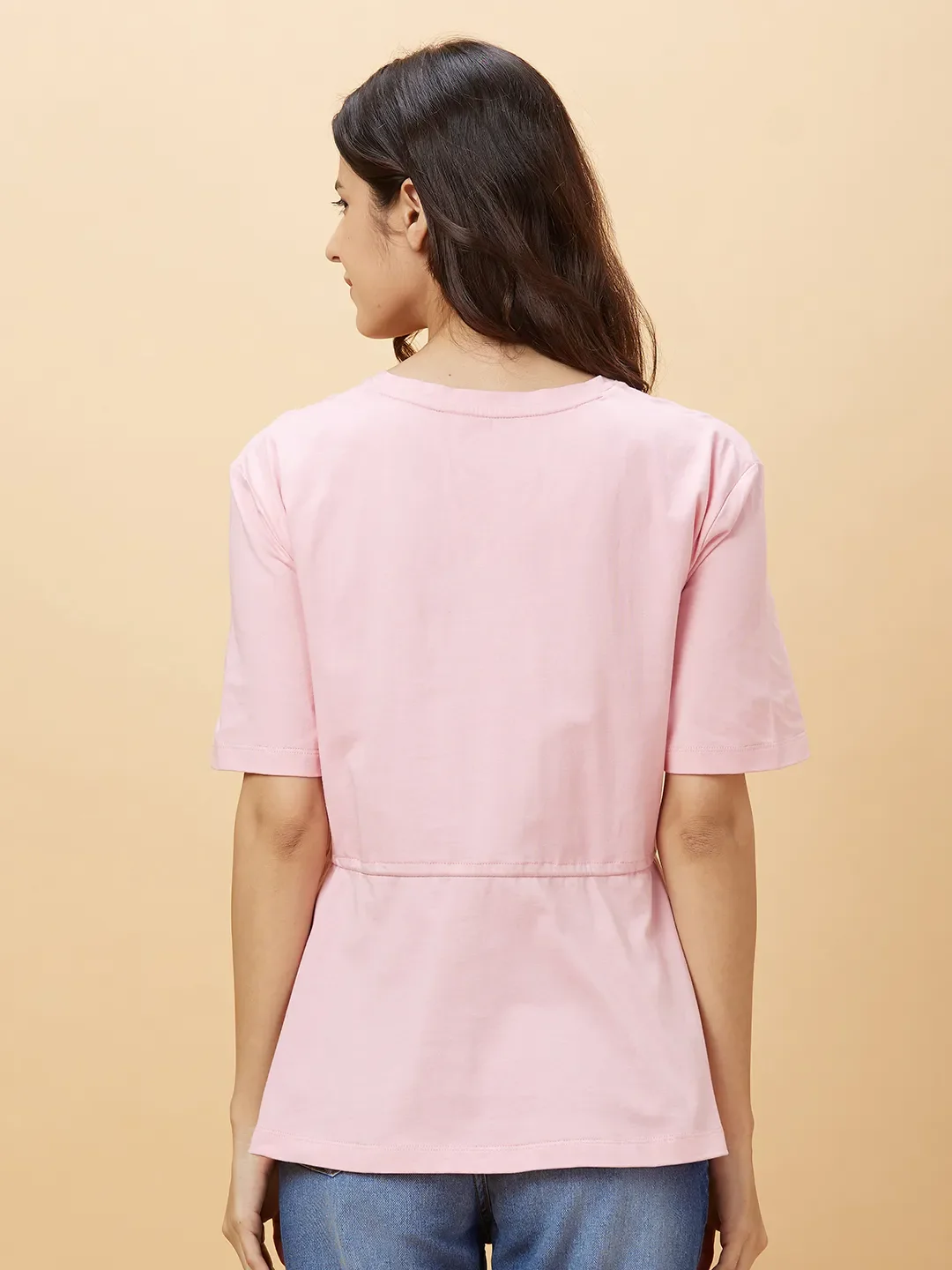 Pink Loose Fit Women's Cotton T-Shirt By Being Human Clothing - Image 3