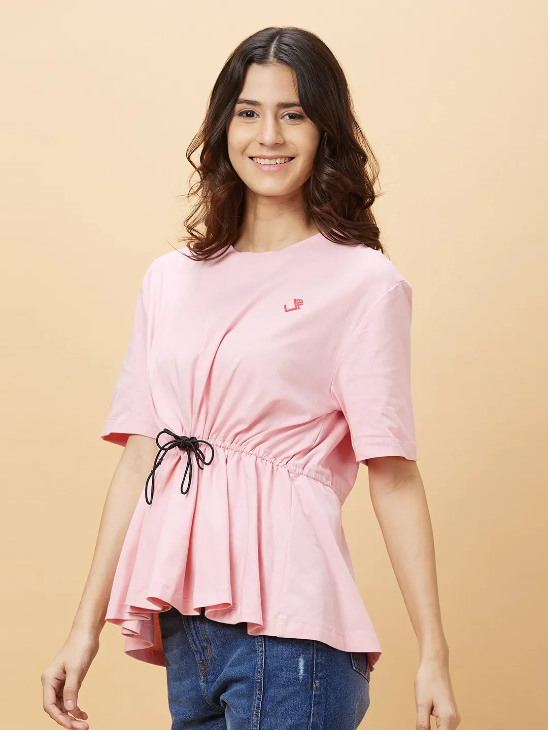 Pink Loose Fit Women's Cotton T-Shirt By Being Human Clothing - Image 4