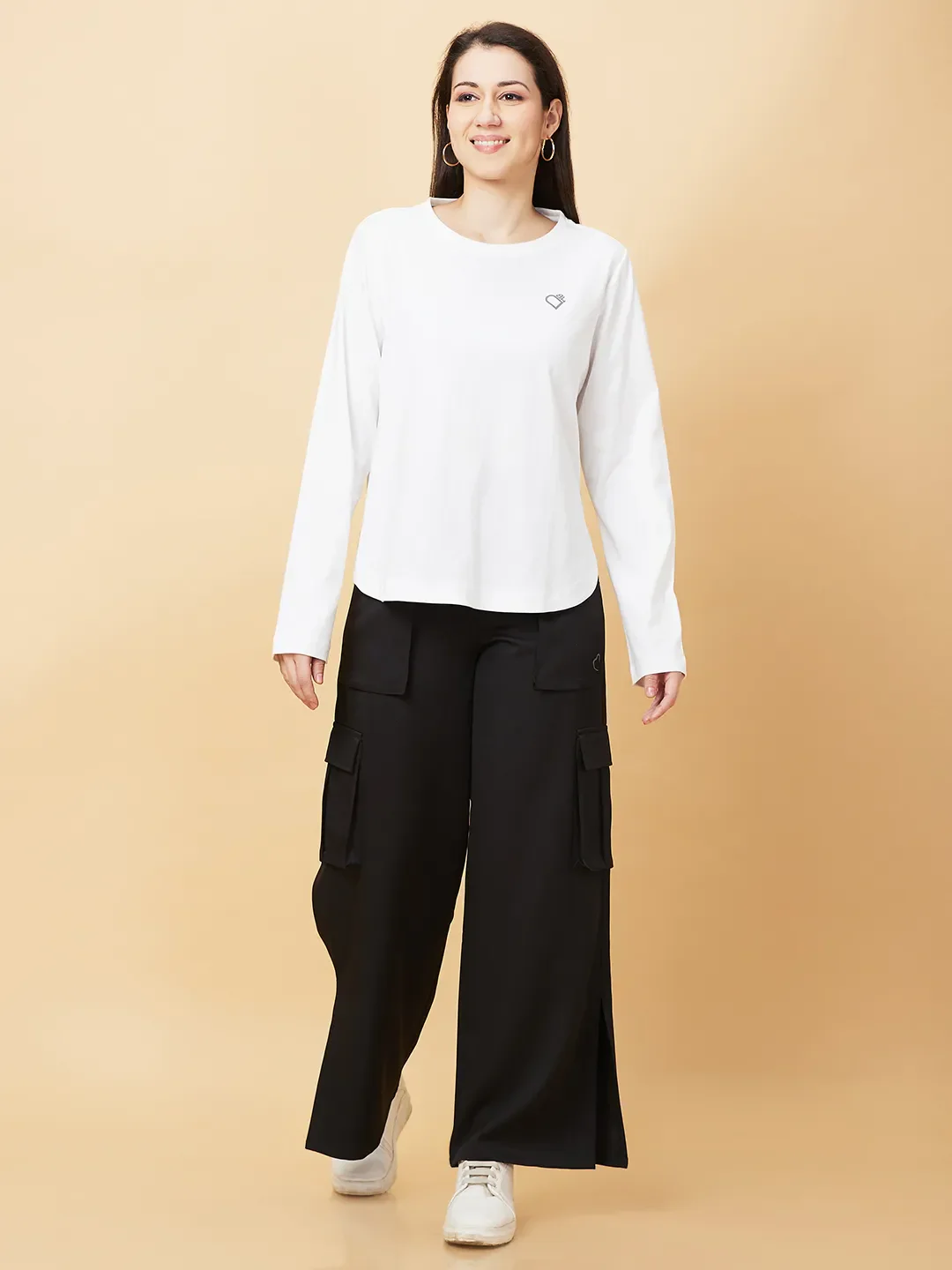 White Easy Fit Women's Cotton T-Shirt By Being Human Clothing - Image 2