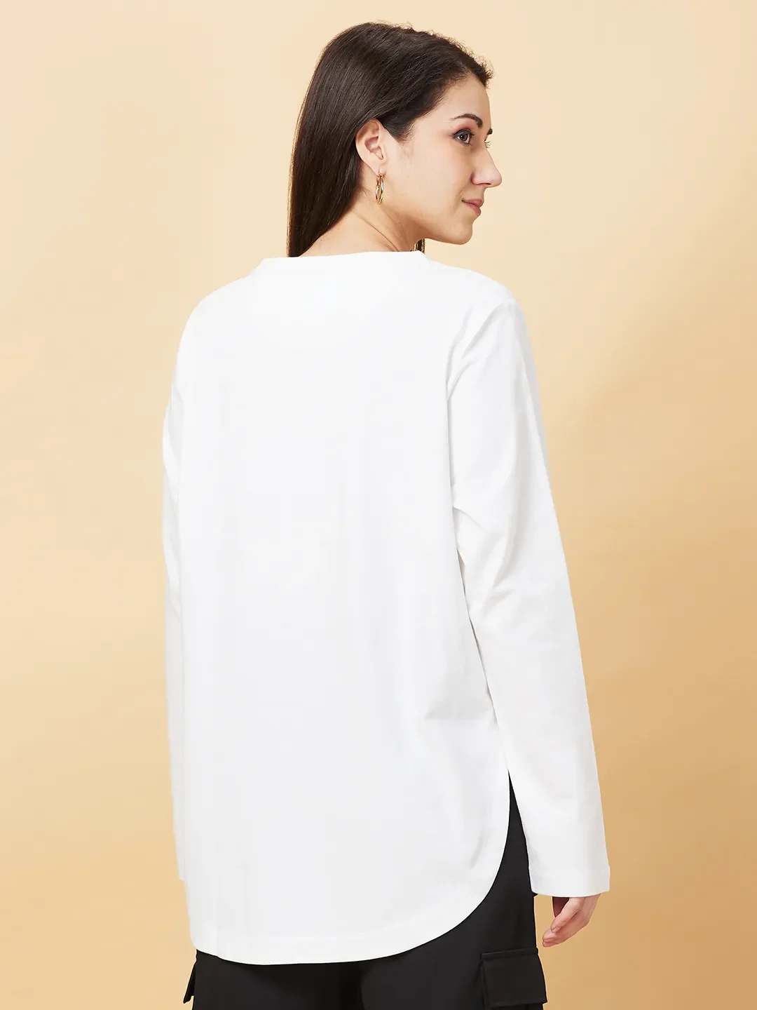 White Easy Fit Women's Cotton T-Shirt By Being Human Clothing - Image 3