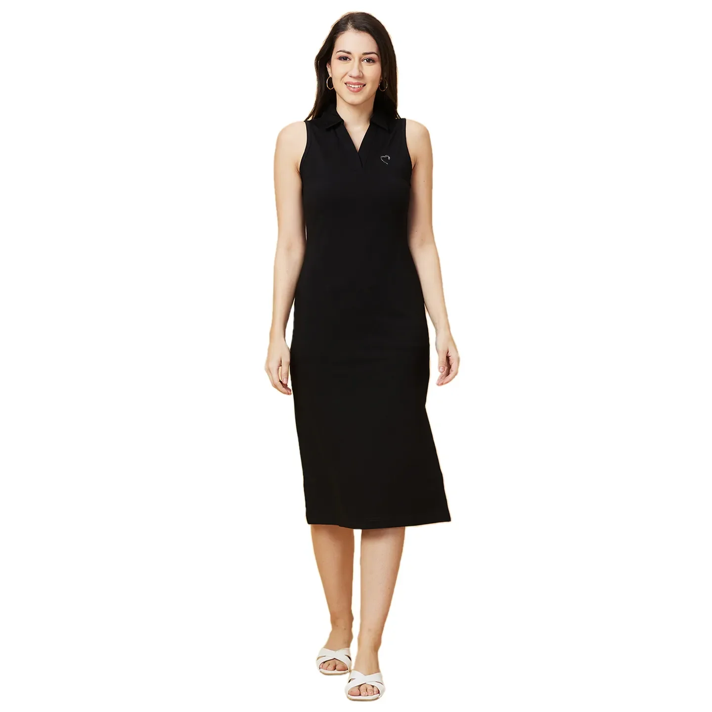 Black Slim Fit Women's Viscose Dress By Being Human Clothing