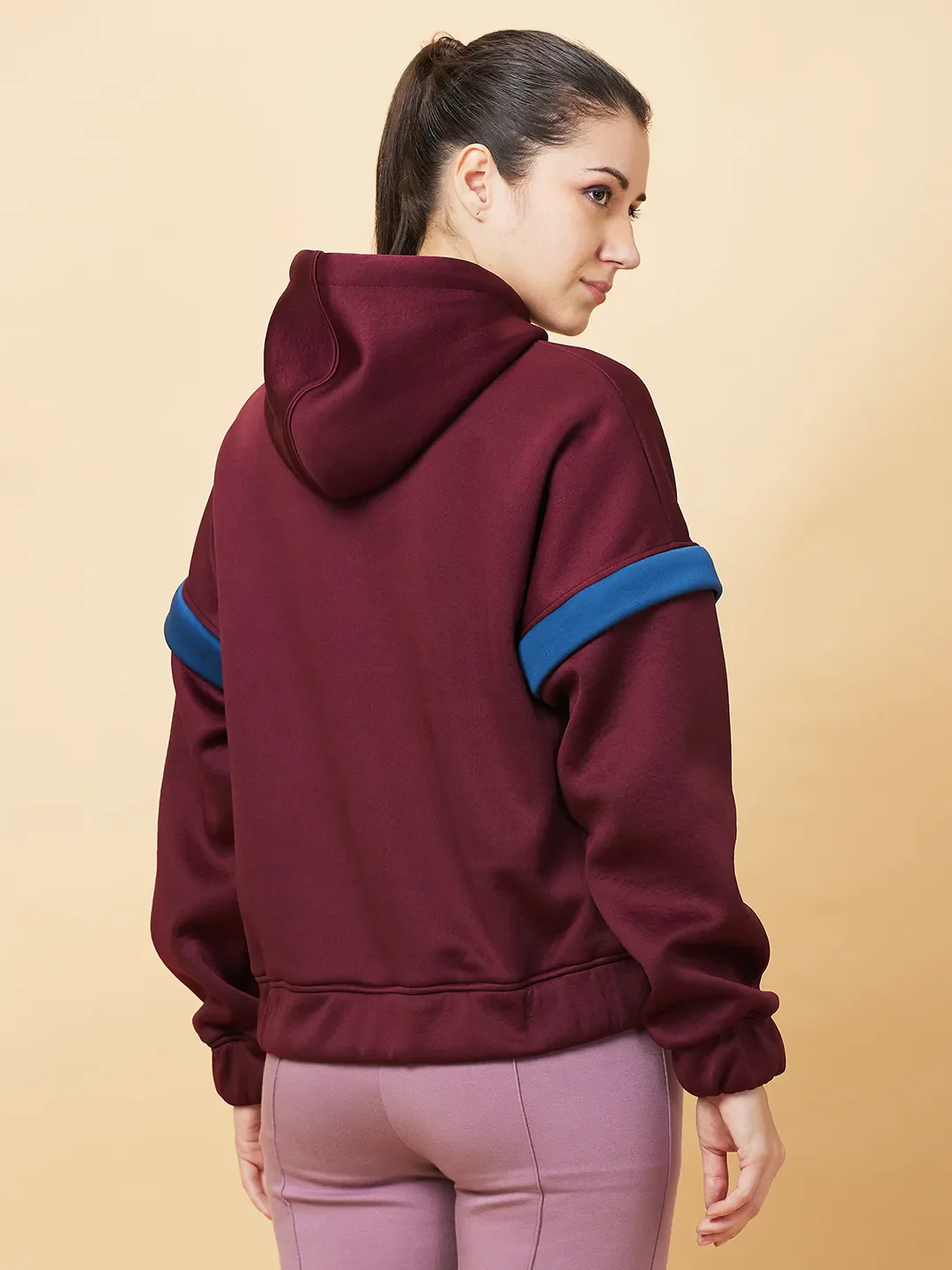 Red Easy Fit  Long Sleeves Detachable Women's Hoodie by Being Human Clothing - Image 3