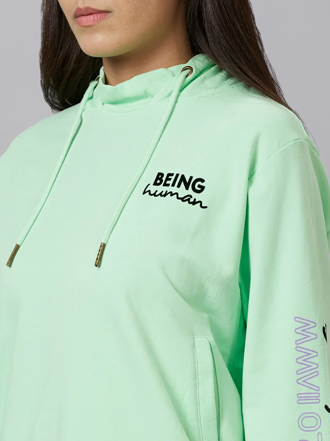 Mint Women's Cotton Hoodie By Being Human Clothing - Image 5