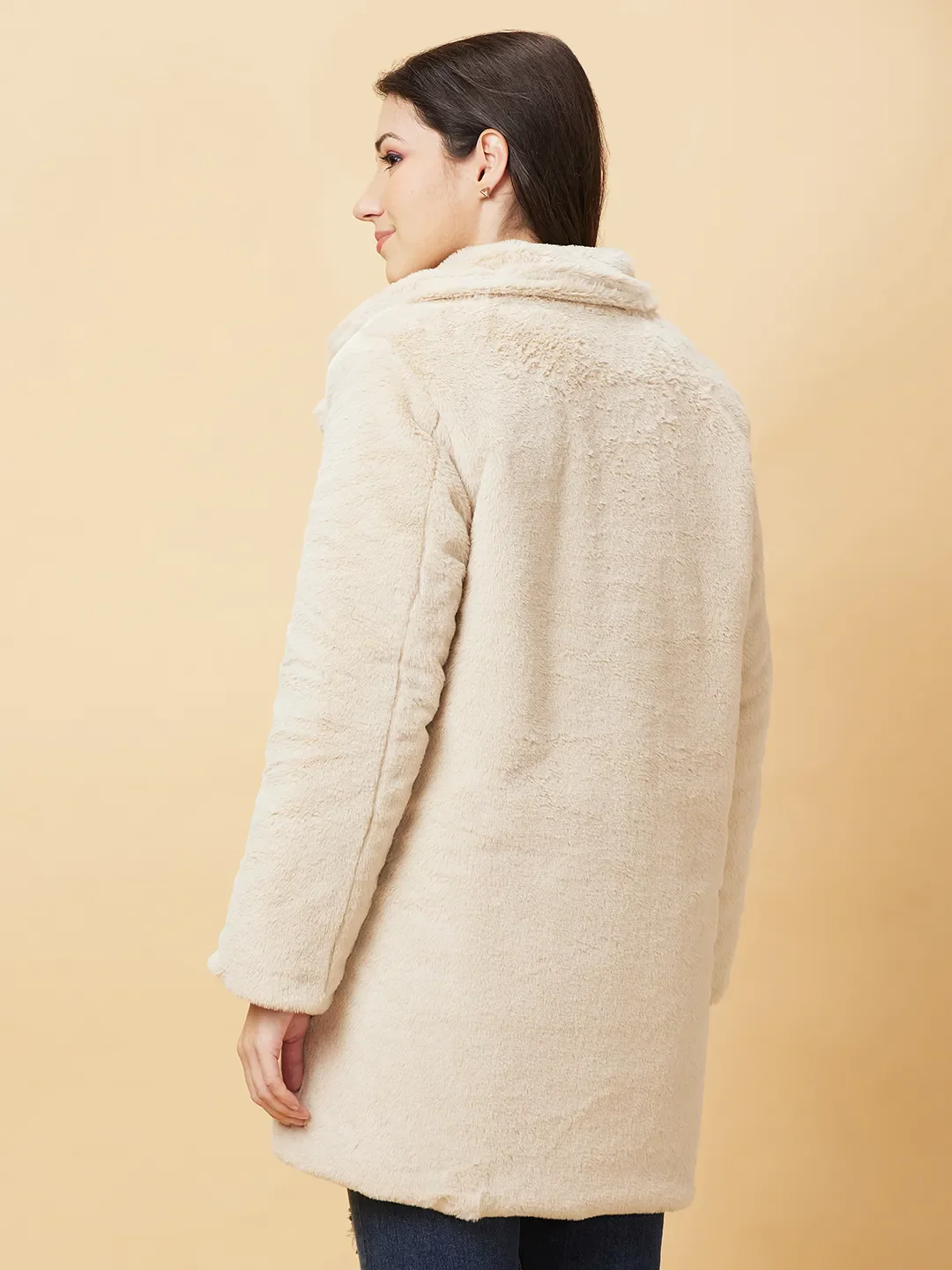 Beige Long Sleeve Women's Jacket By Being Human Clothing - Image 3