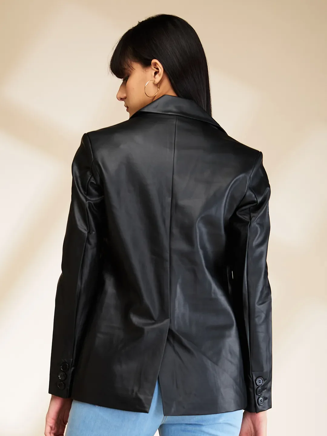 Black Slim Fit Long Sleeve Women's Jacket By Being Human Clothing - Image 3