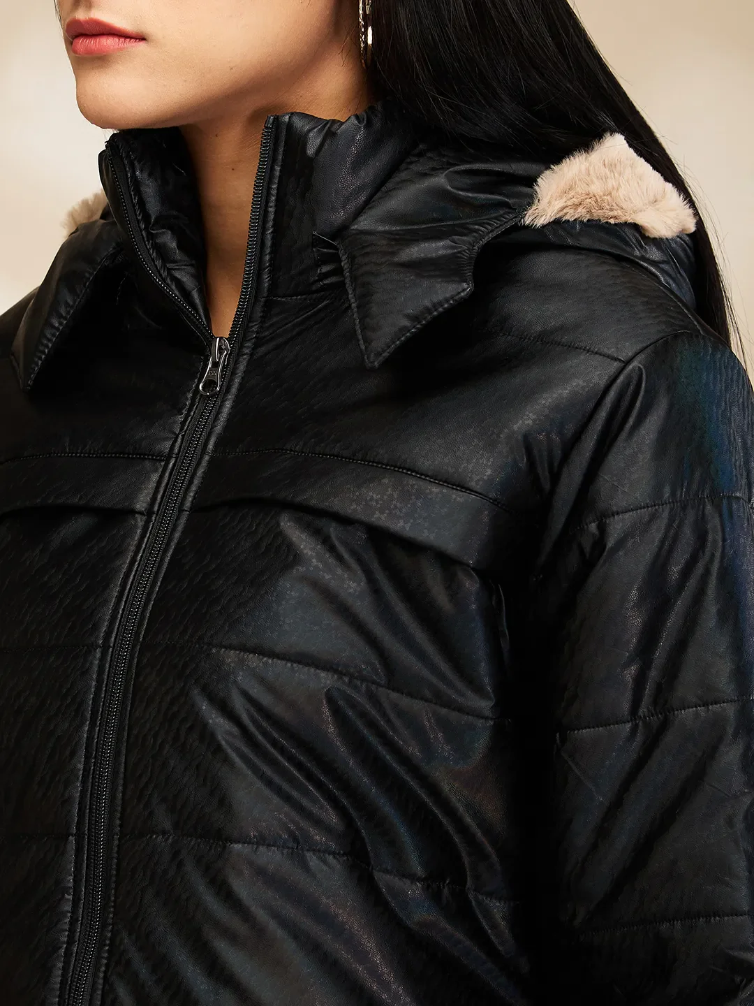 Black Slim Fit Long Sleeve Women's Jacket By Being Human Clothing - Image 5
