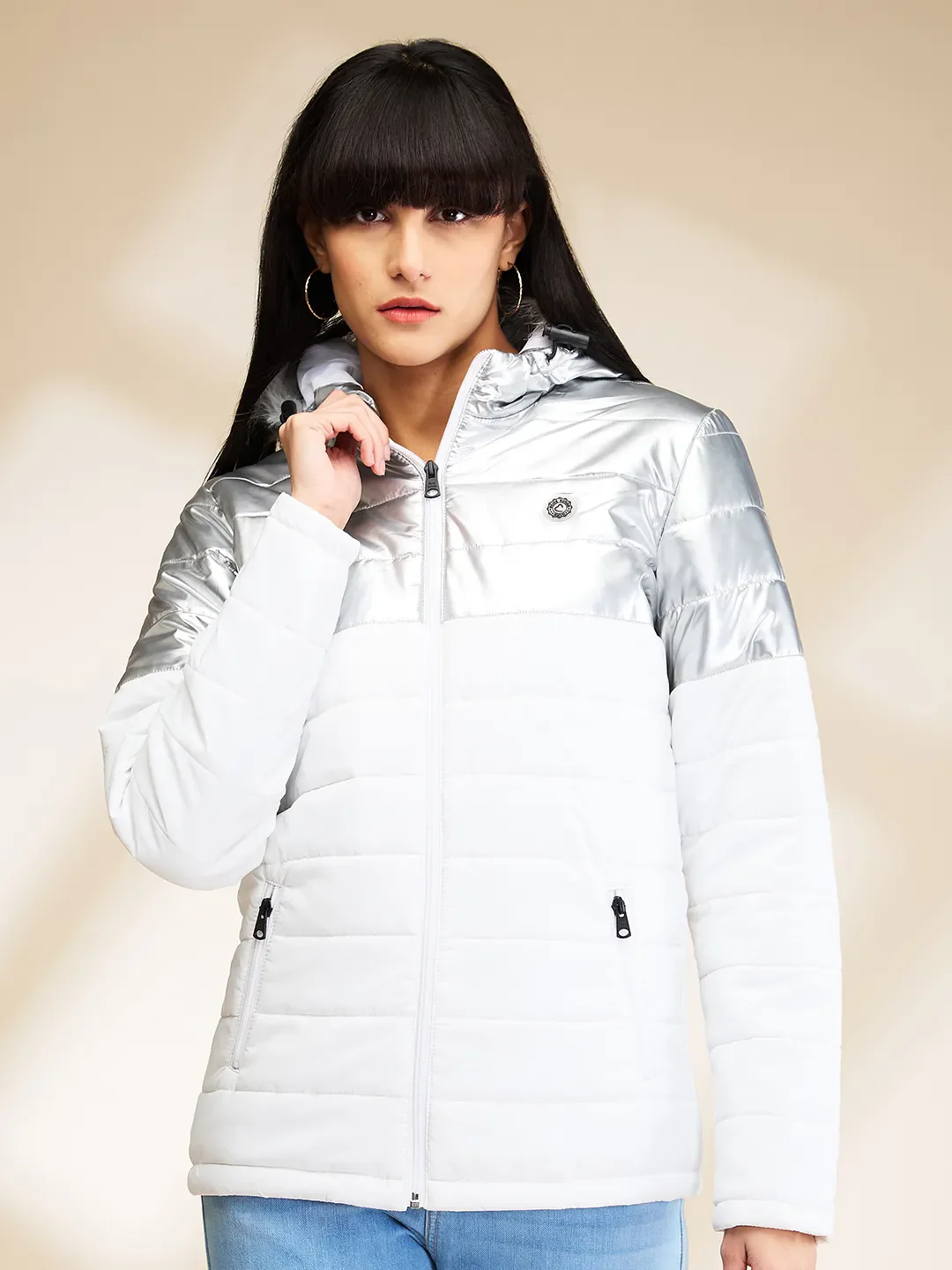 Silver Basic Fit  Long Sleeves Women's Jacket by Being Human Clothing