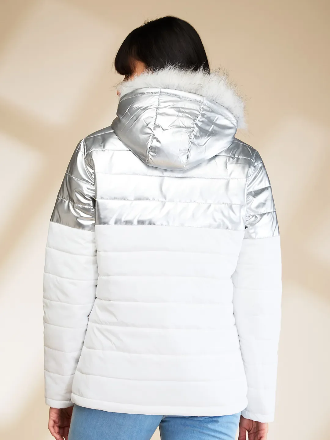 Silver Basic Fit  Long Sleeves Women's Jacket by Being Human Clothing - Image 3