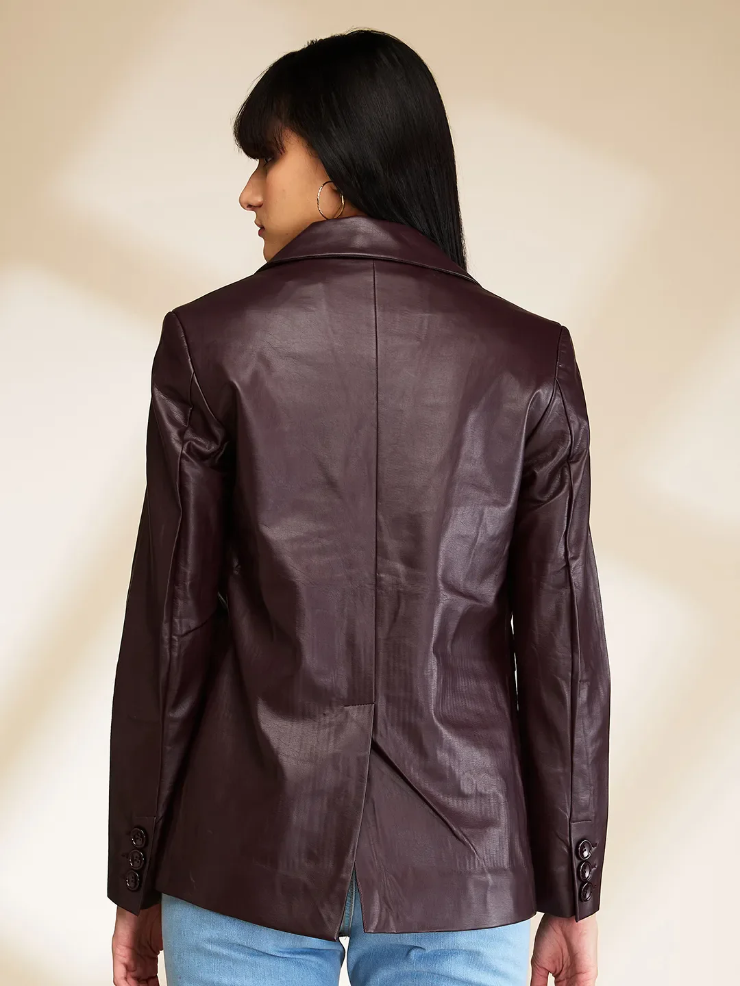 Wine Slim Fit Long Sleeve Women's Jacket By Being Human Clothing - Image 3
