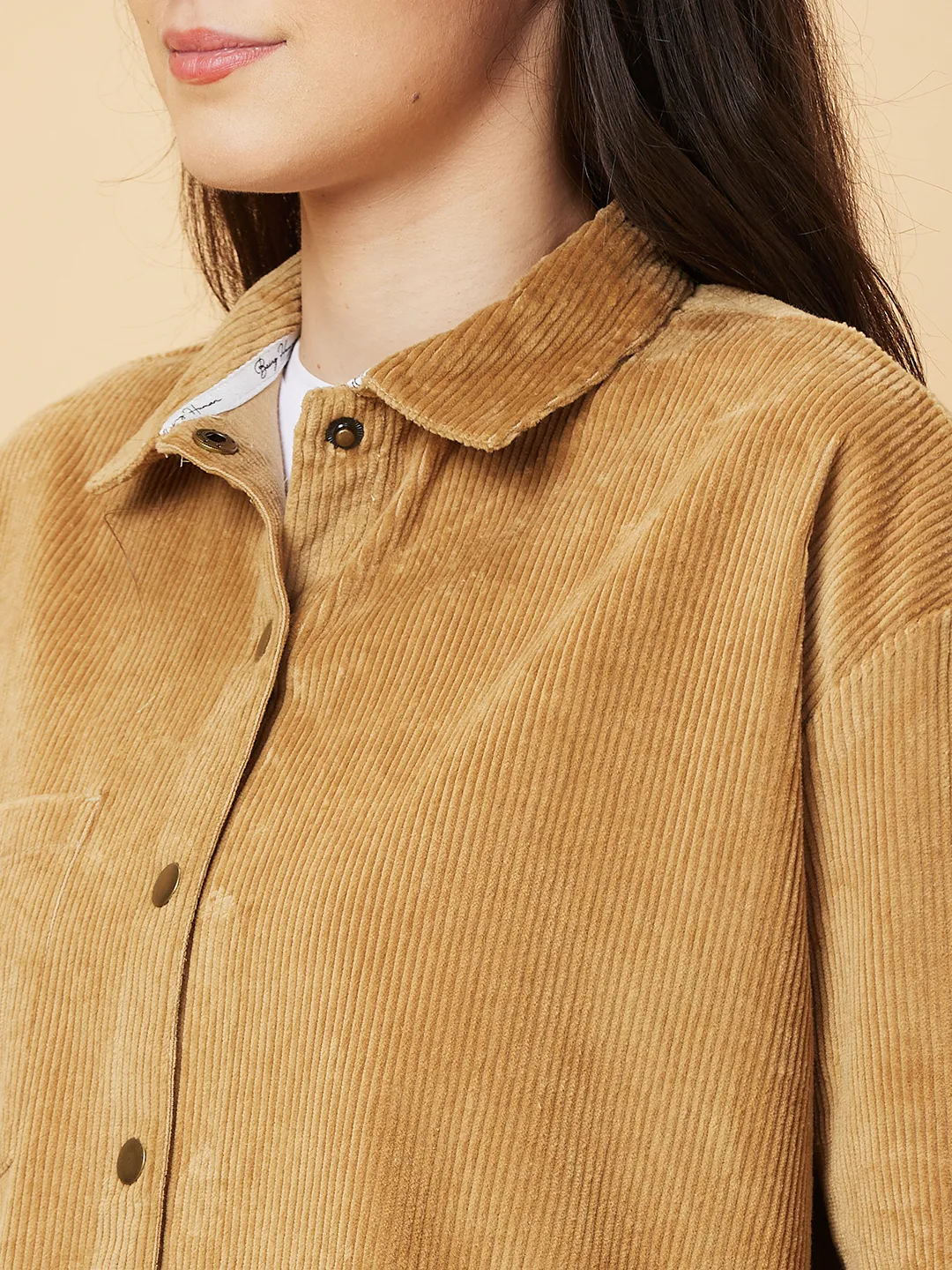 Beige Loose Fit Women's Cotton Shirts By Being Human Clothing - Image 5