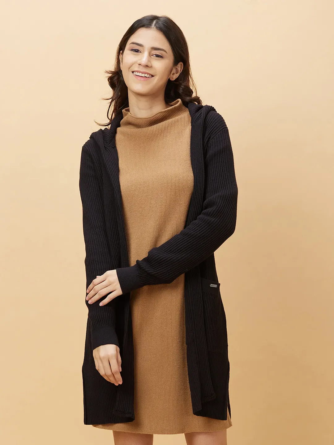Black Easy Fit Long Sleeve Women's Shrug By Being Human Clothing