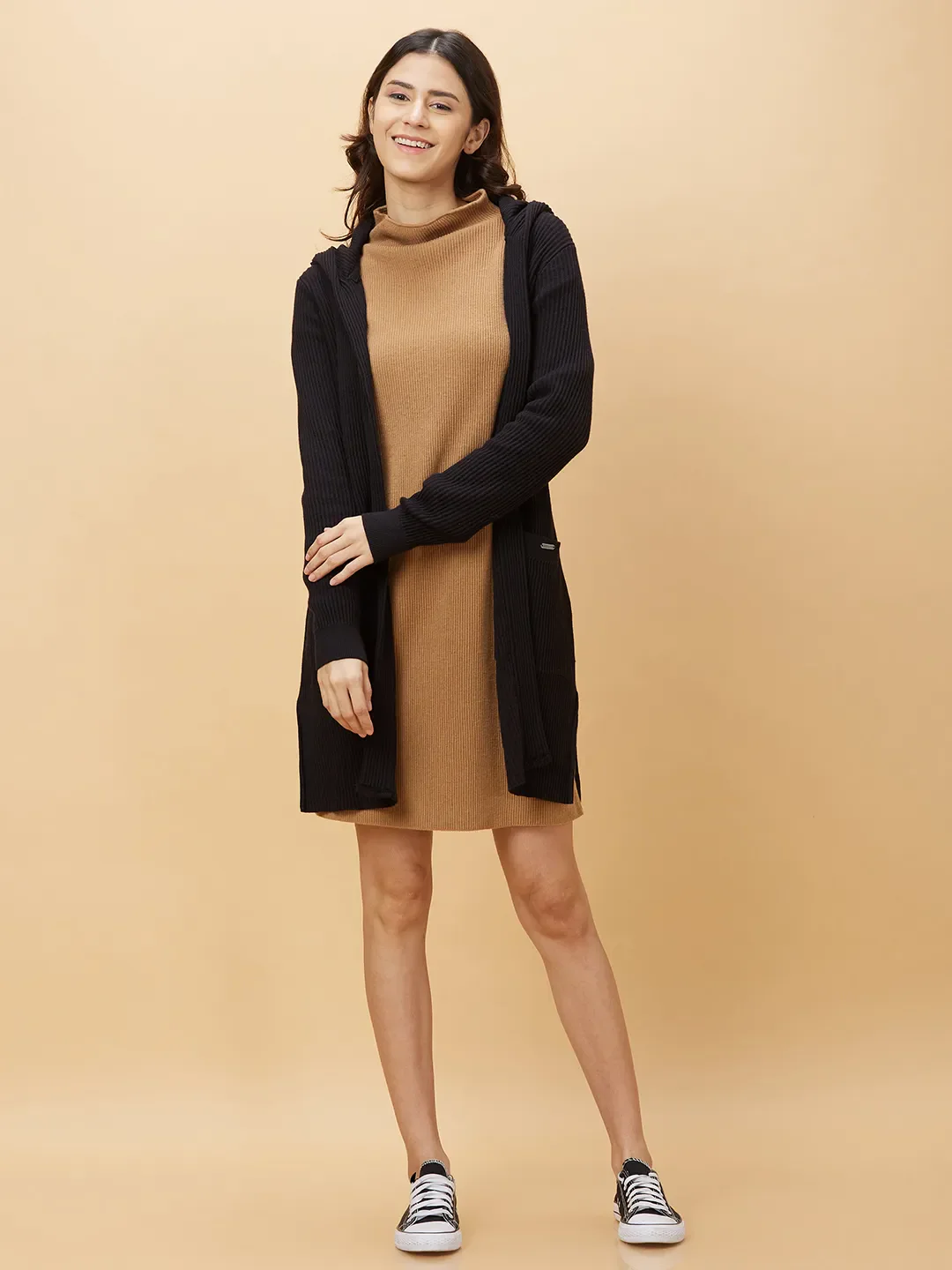 Black Easy Fit Long Sleeve Women's Shrug By Being Human Clothing - Image 2