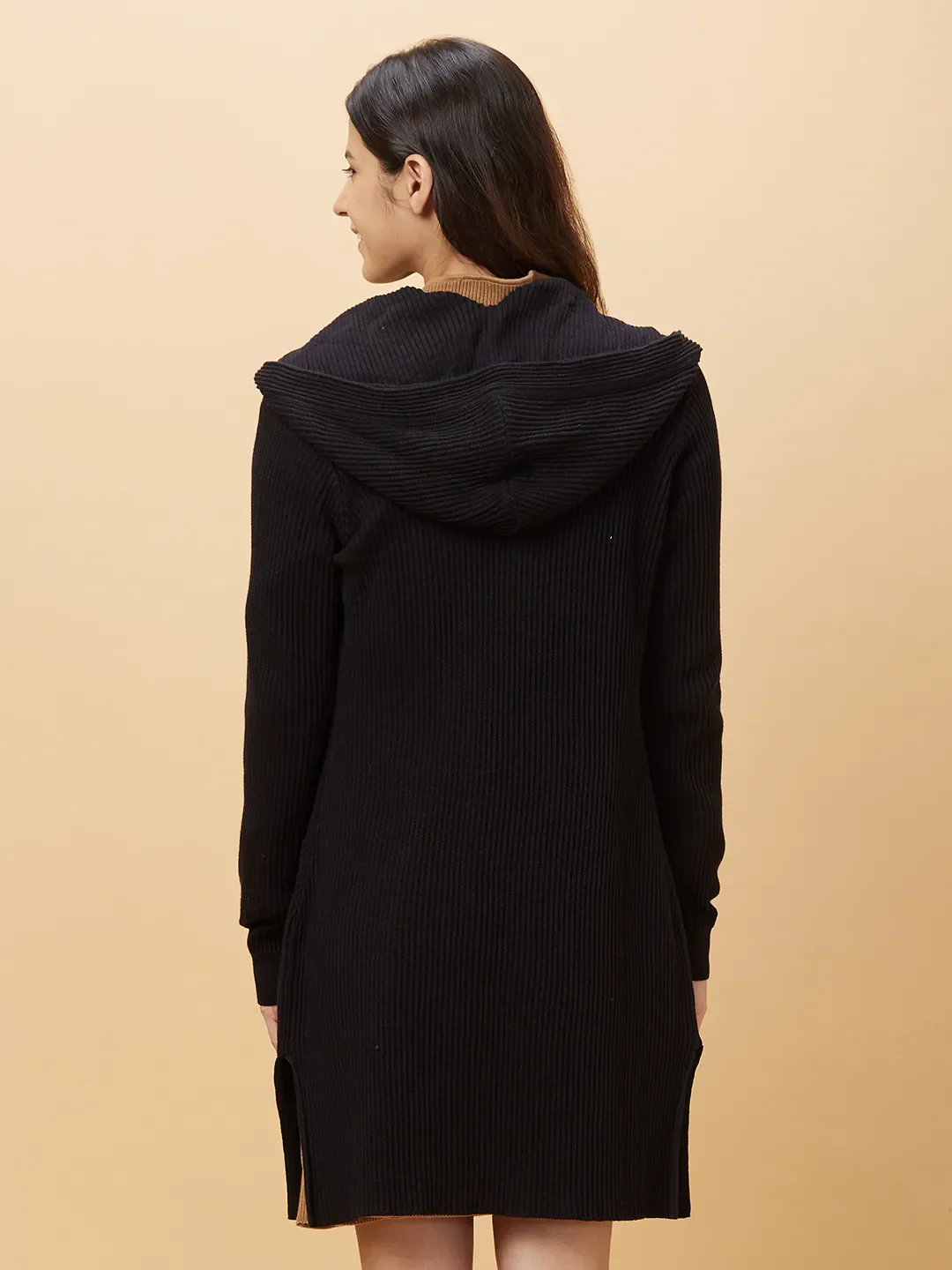 Black Easy Fit Long Sleeve Women's Shrug By Being Human Clothing - Image 3