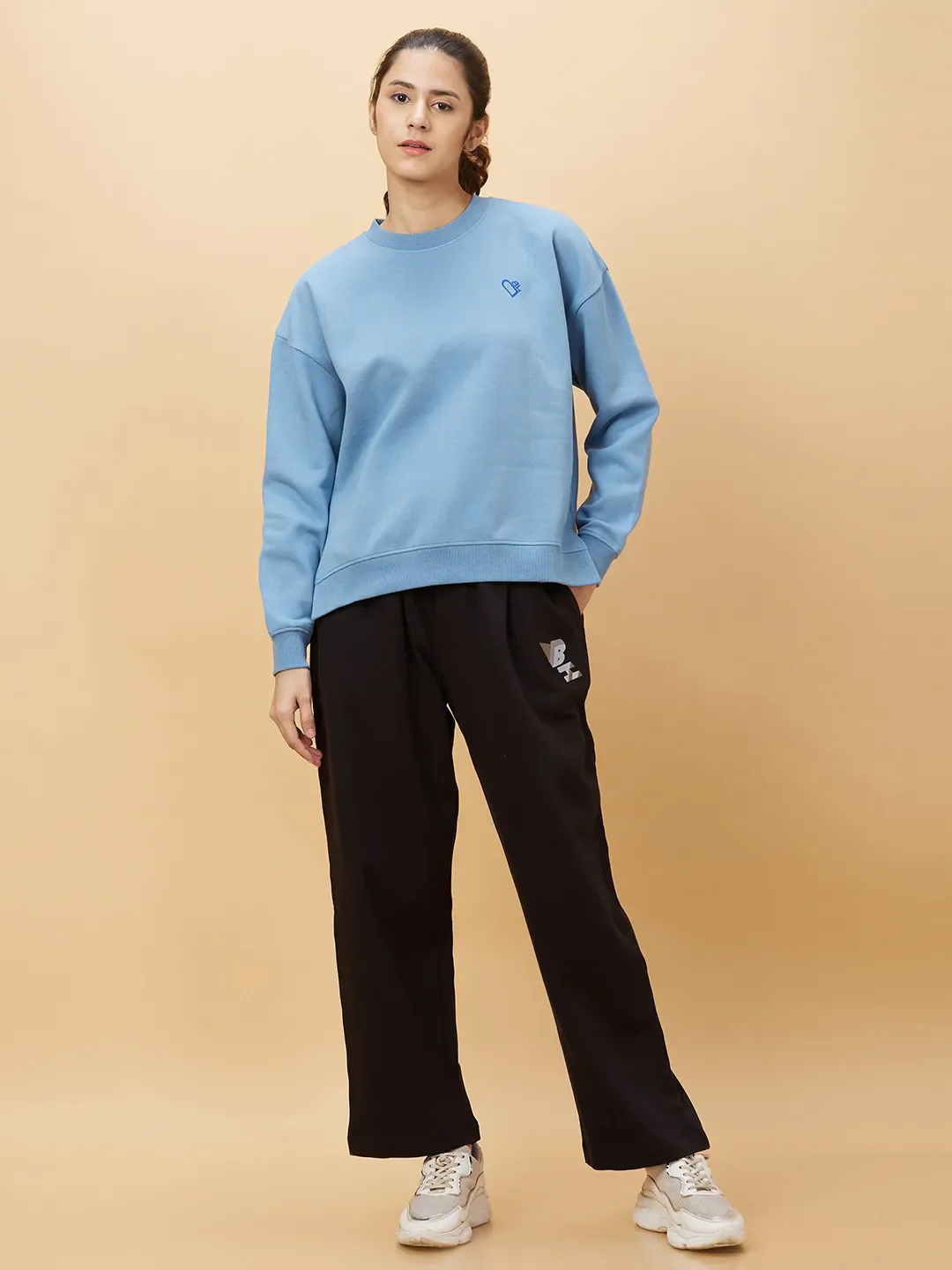 Blue Easy Fit Women's Cotton Blend Sweatshirt By Being Human Clothing - Image 2