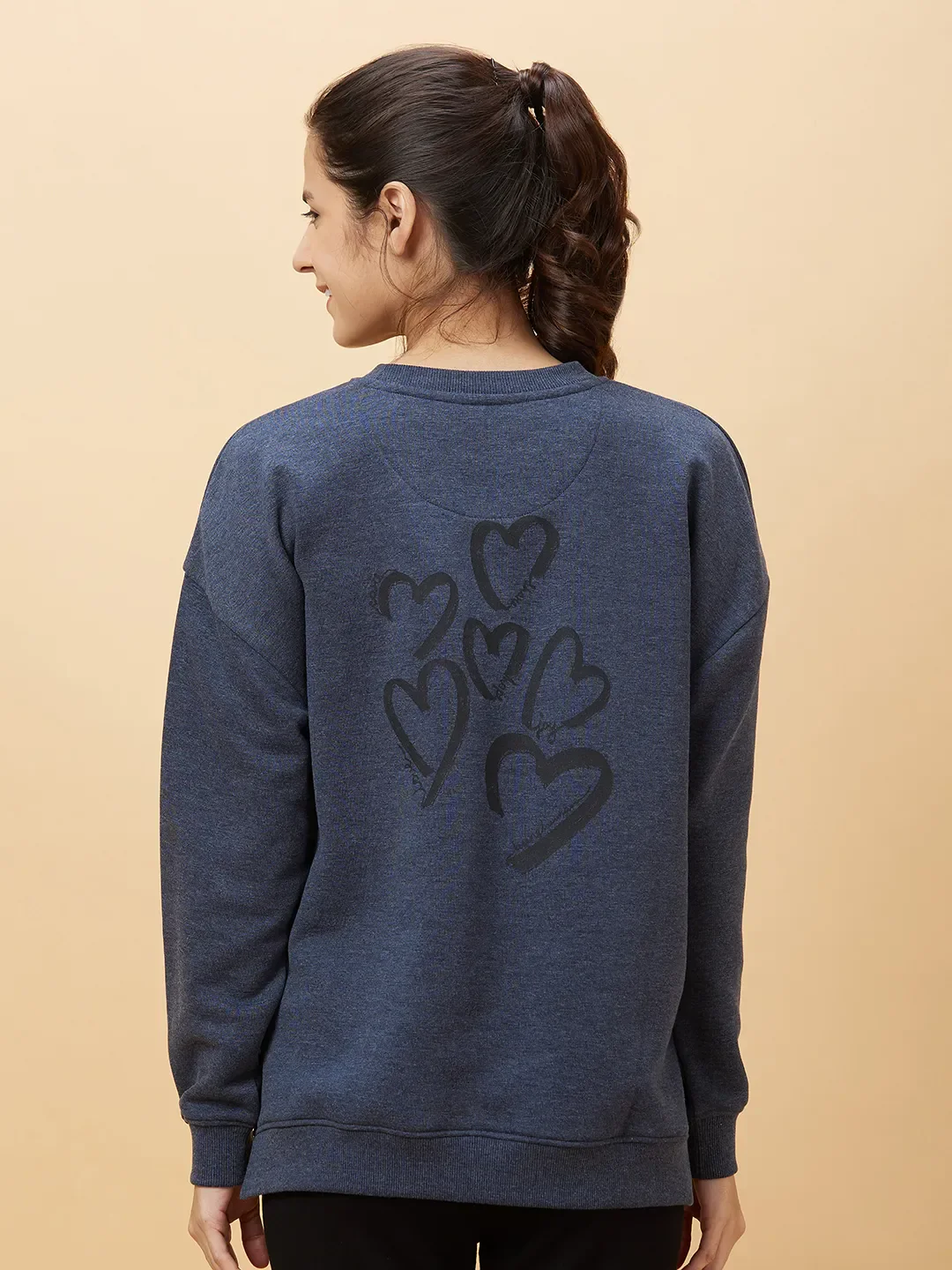 Charcoal Easy Fit Women's Cotton Blend Sweatshirt By Being Human Clothing - Image 3