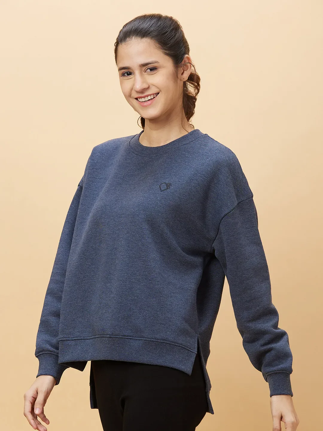 Charcoal Easy Fit Women's Cotton Blend Sweatshirt By Being Human Clothing - Image 4