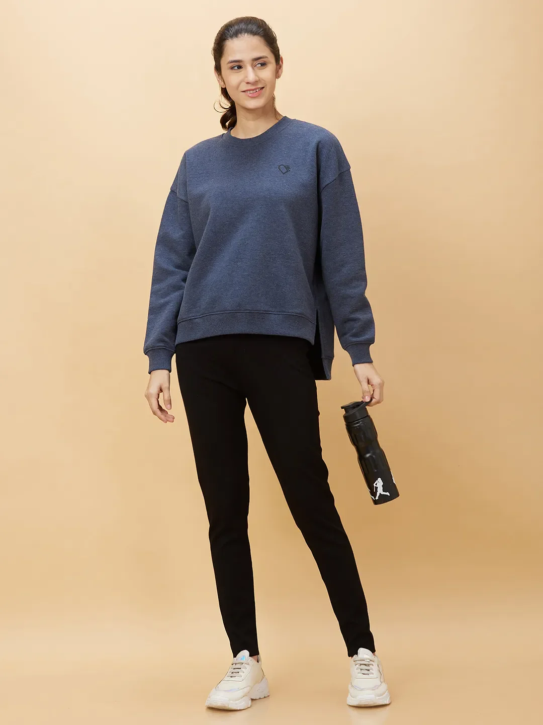 Charcoal Easy Fit Women's Cotton Blend Sweatshirt By Being Human Clothing - Image 6