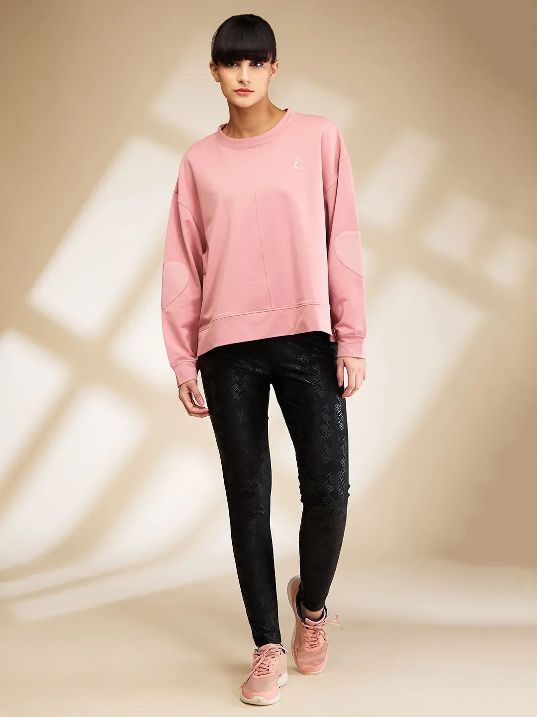 Dusty Pink Oversized Women's Cotton Blend Sweatshirt By Being Human Clothing - Image 2
