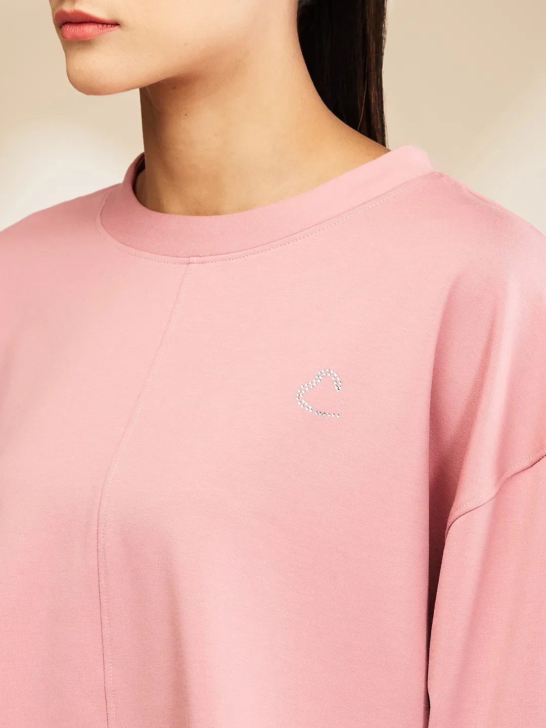 Dusty Pink Oversized Women's Cotton Blend Sweatshirt By Being Human Clothing - Image 5