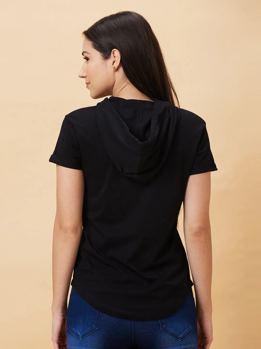 Black Basic Fit  Short Sleeves Women's T-Shirt by Being Human Clothing - Image 3