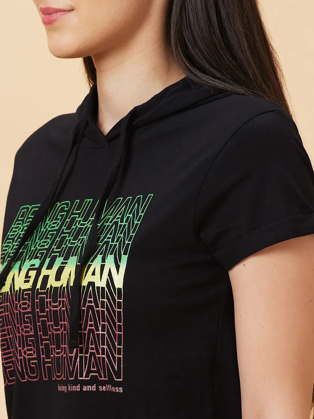 Black Basic Fit  Short Sleeves Women's T-Shirt by Being Human Clothing - Image 5
