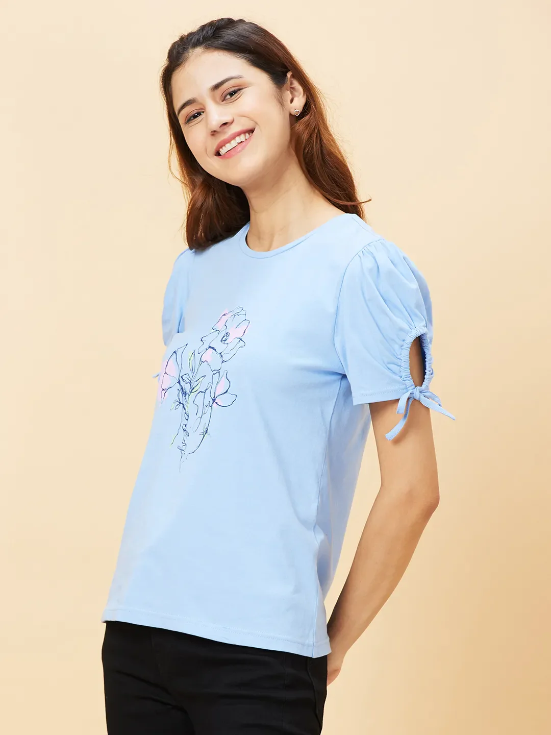 Blue Women's Cotton T-Shirt By Being Human Clothing - Image 3