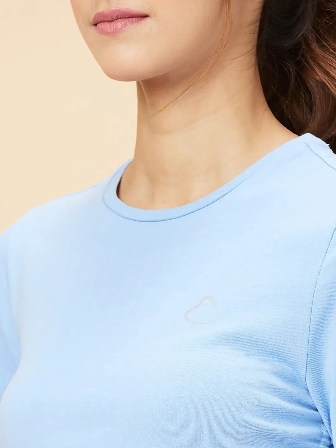 Blue Boxy Fit Women's Cotton Cropped T-Shirt By Being Human Clothing - Image 5
