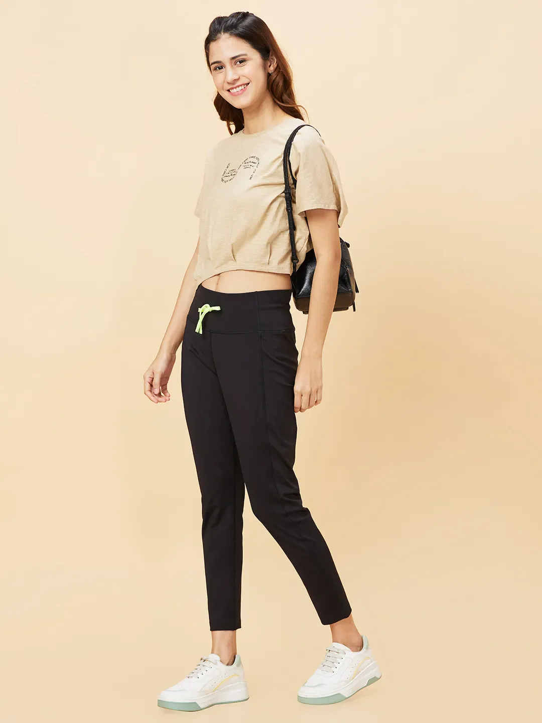 Pink Relaxed Fit Women's Cotton Cropped T-Shirt By Being Human Clothing - Image 2