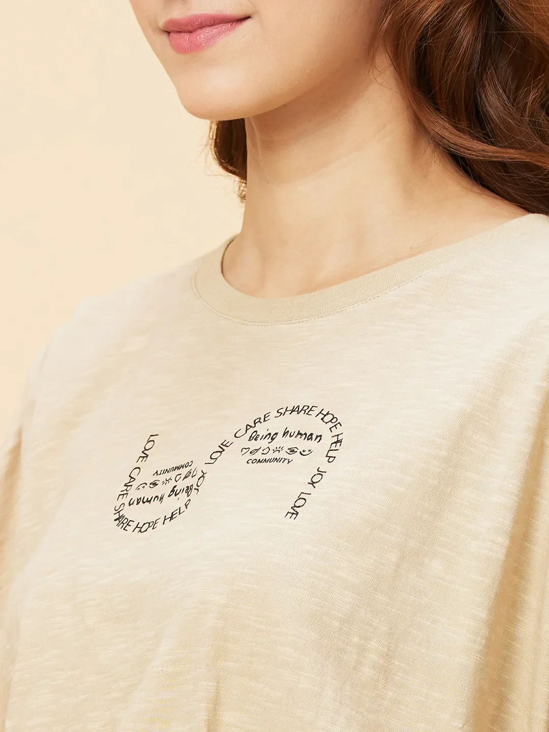 Pink Relaxed Fit Women's Cotton Cropped T-Shirt By Being Human Clothing - Image 5
