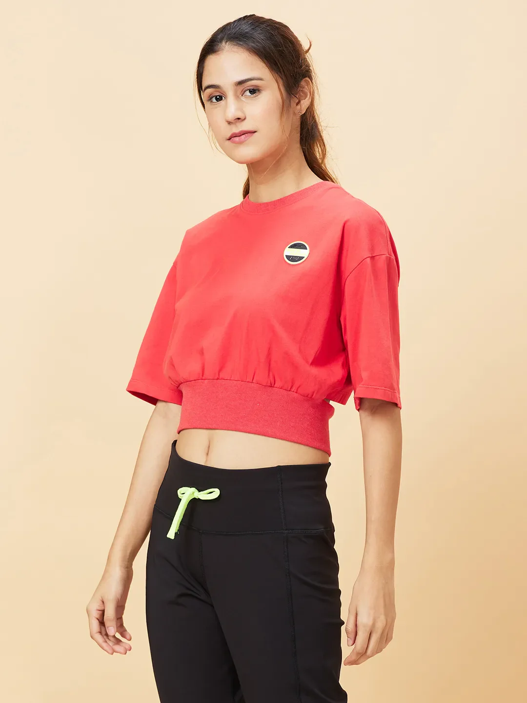 Orange Relaxed Fit Women's Cotton Cropped T-Shirt By Being Human Clothing - Image 3