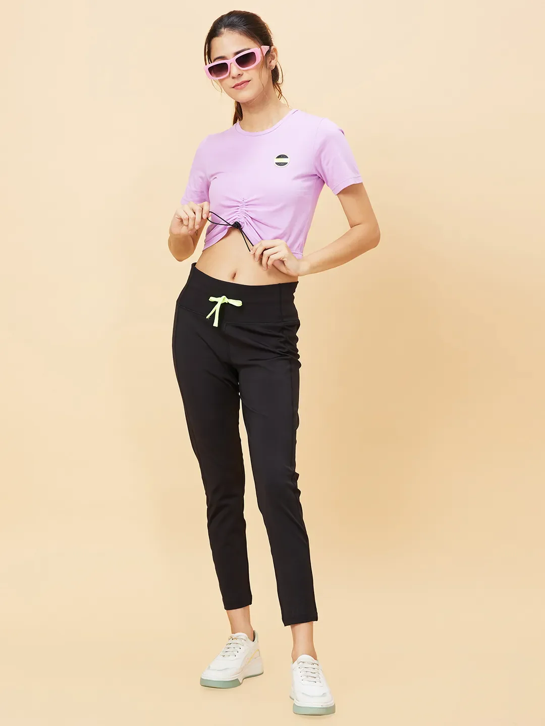 Lilac Slim Fit Women's Cotton Cropped T-Shirt By Being Human Clothing - Image 2