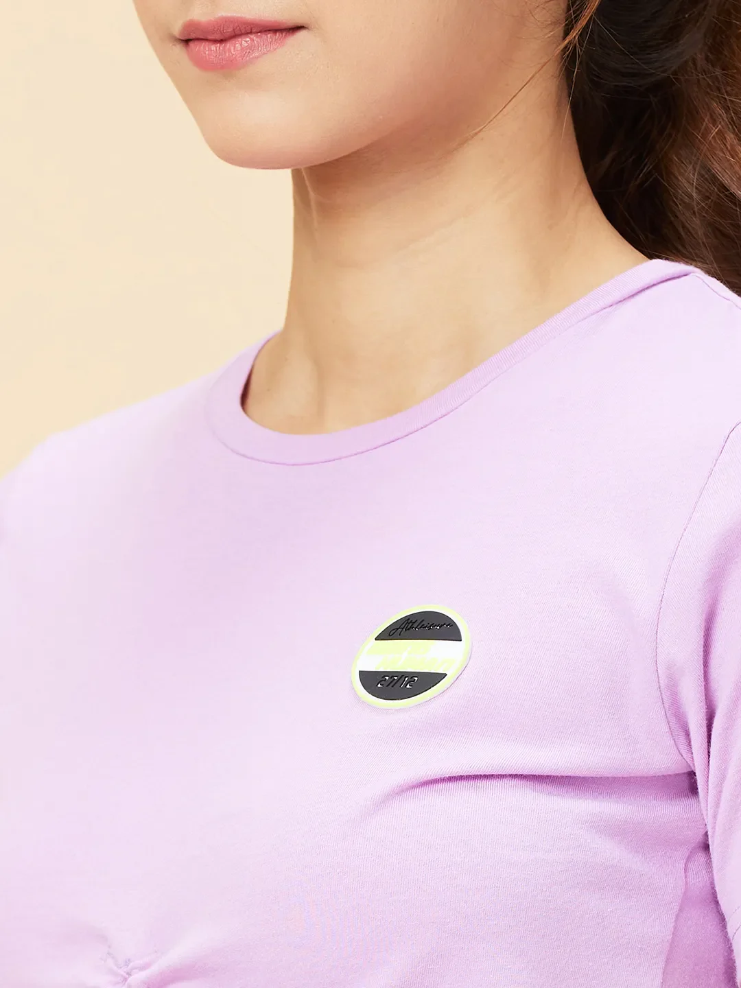 Lilac Slim Fit Women's Cotton Cropped T-Shirt By Being Human Clothing - Image 5