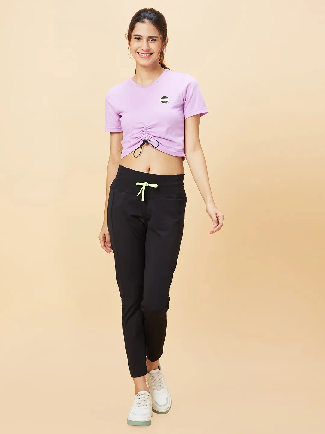 Lilac Slim Fit Women's Cotton Cropped T-Shirt By Being Human Clothing - Image 6
