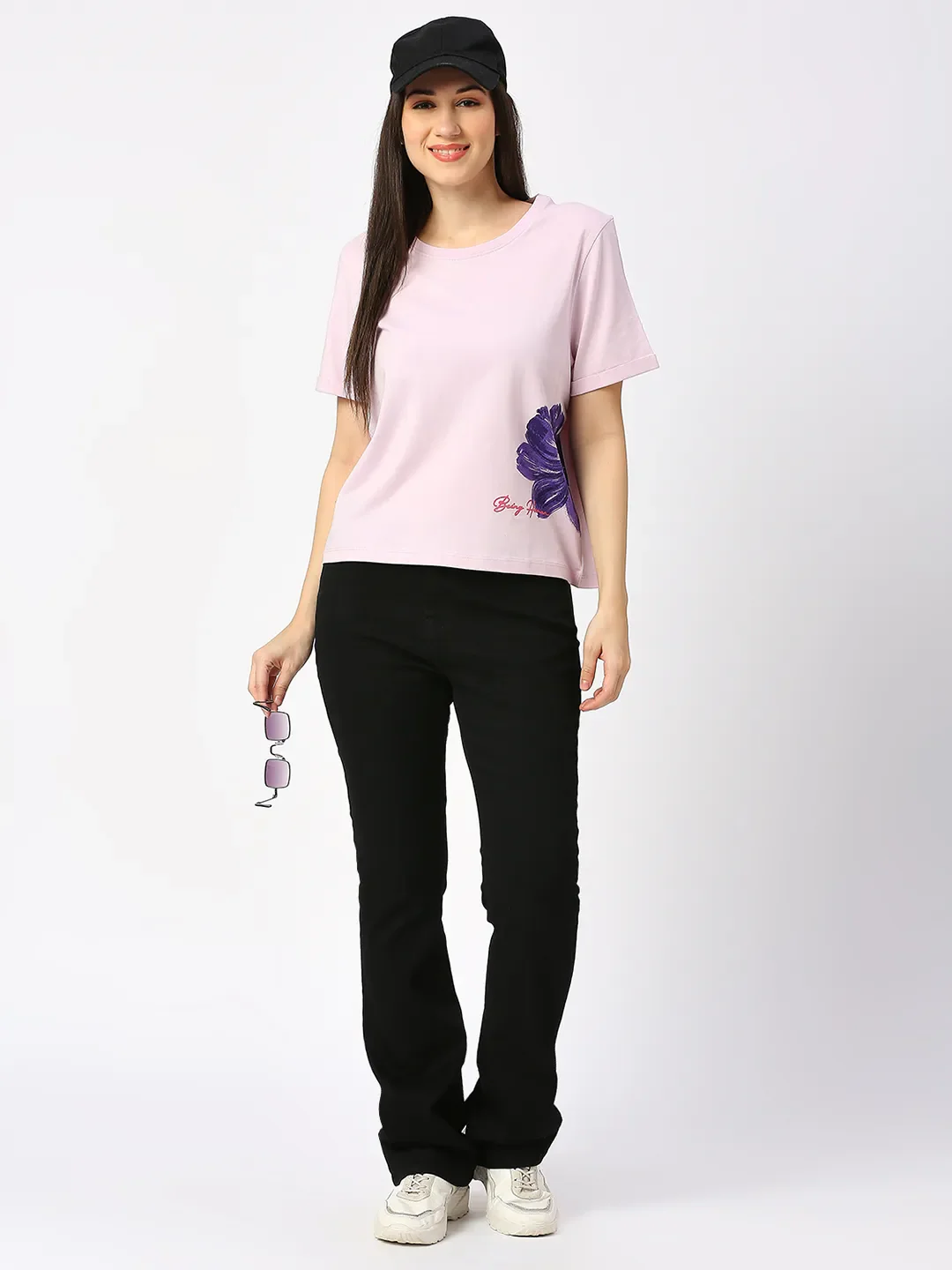 Pink Boxy Fit Women's Cotton T-Shirt By Being Human Clothing - Image 2