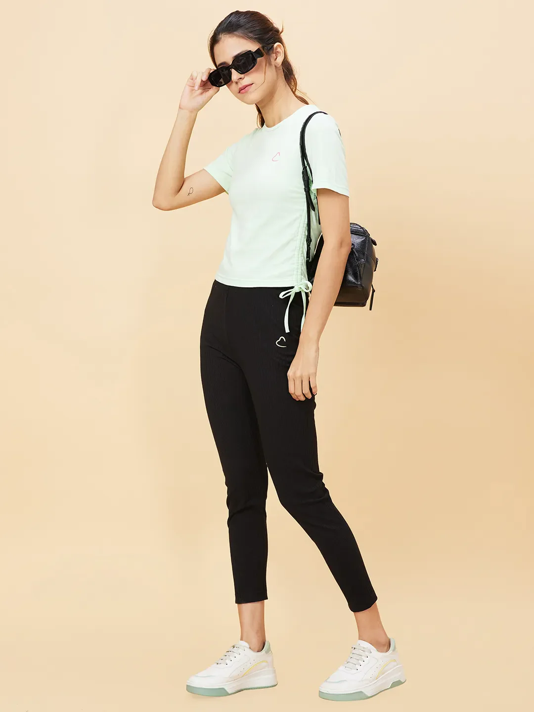 Green Boxy Fit Women's Cotton Cropped T-Shirt By Being Human Clothing - Image 2