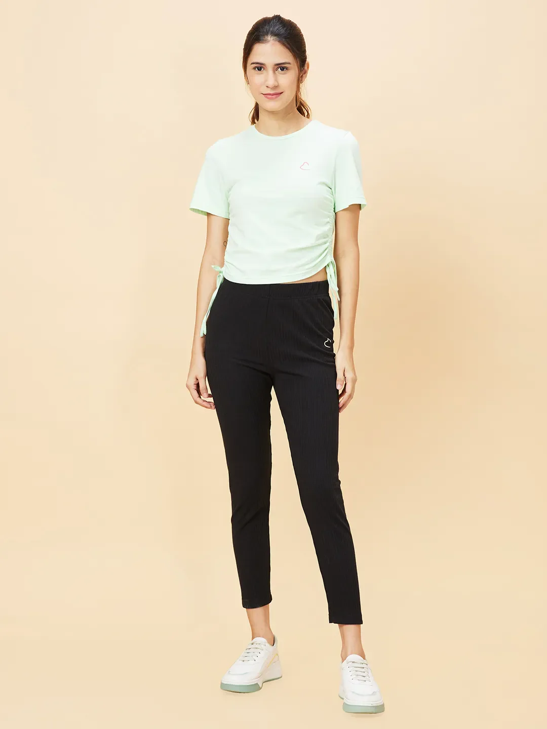 Green Boxy Fit Women's Cotton Cropped T-Shirt By Being Human Clothing - Image 6
