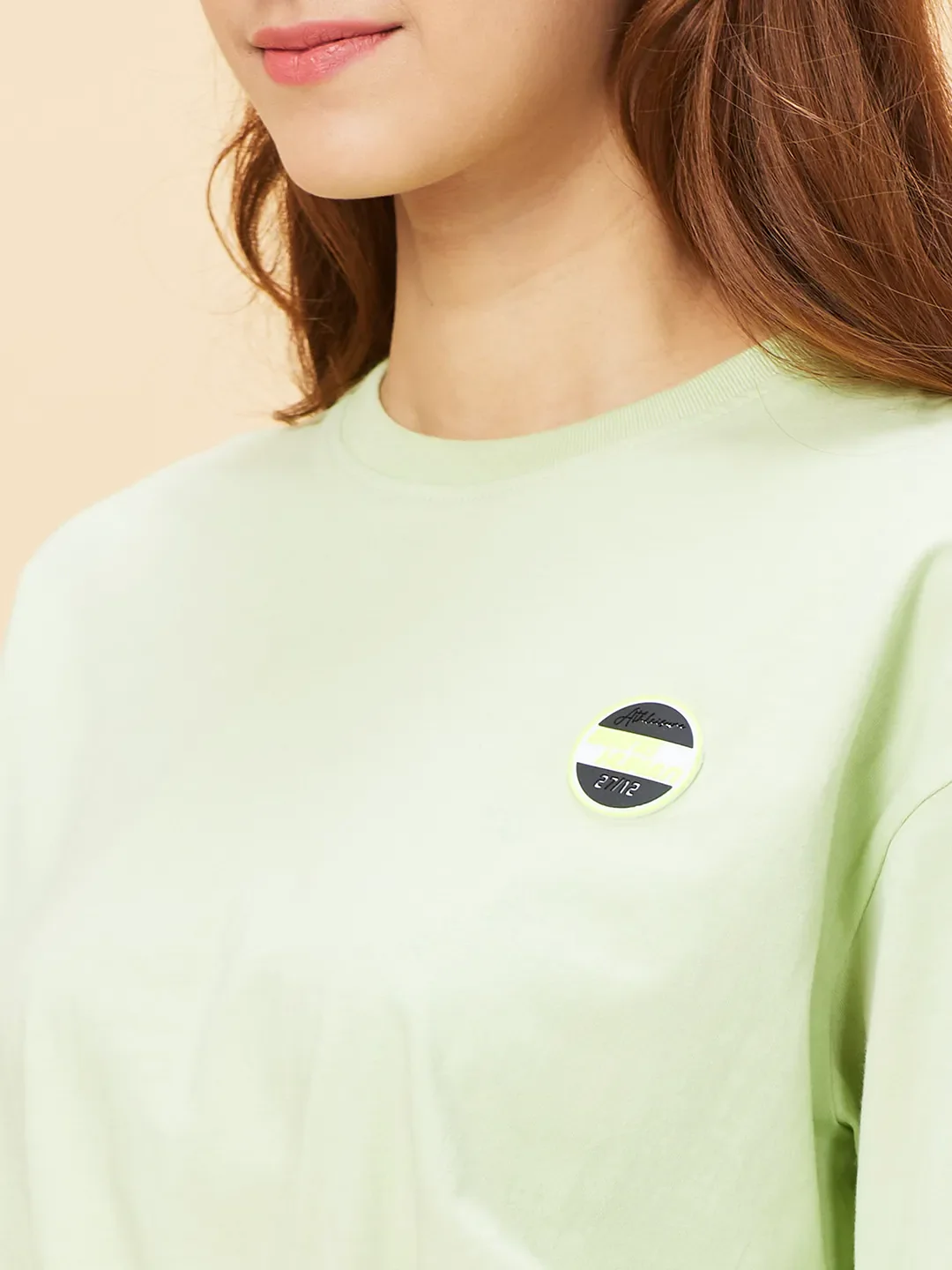 Green Relaxed Fit Women's Cotton Cropped T-Shirt By Being Human Clothing - Image 5