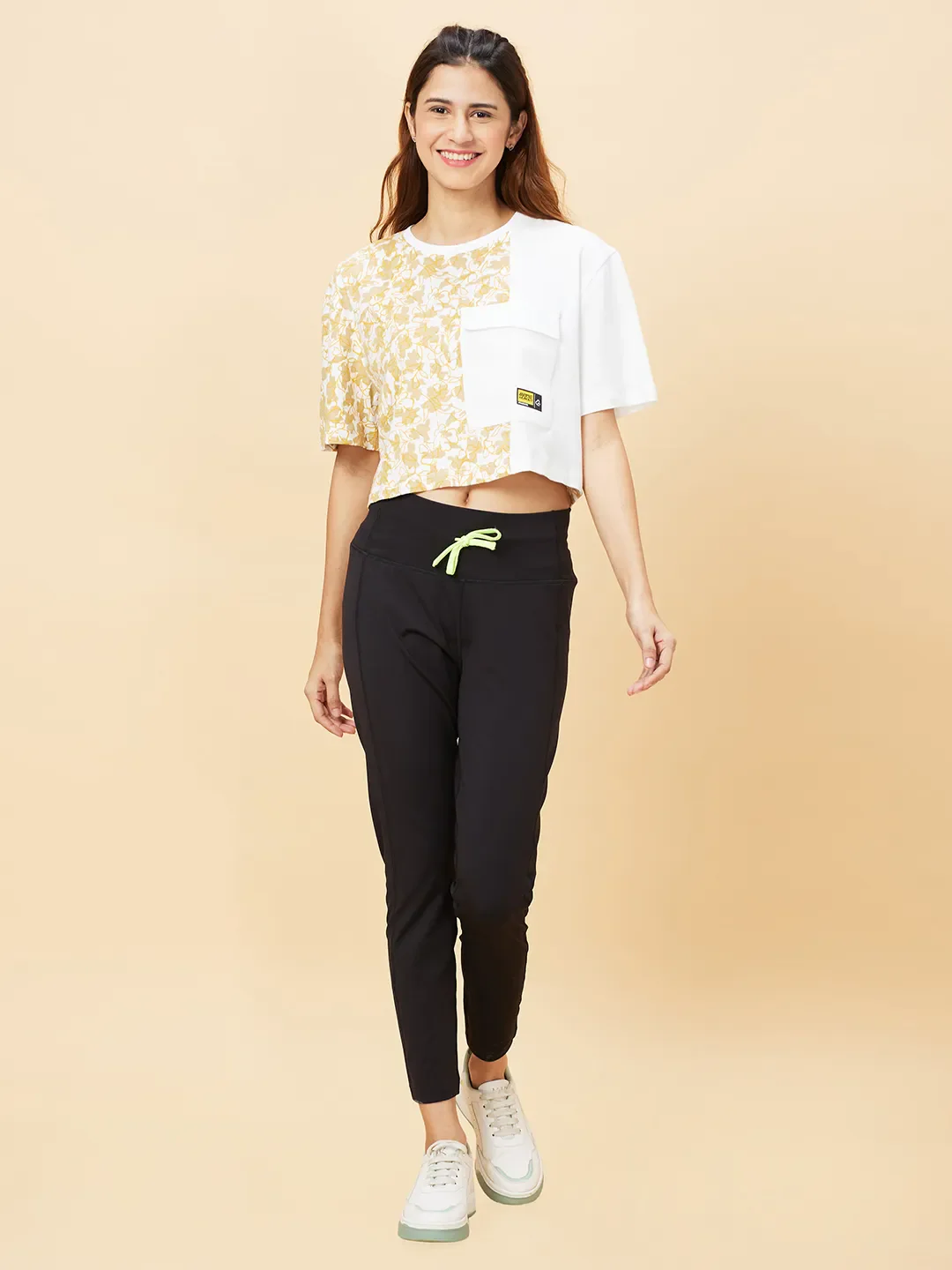 White Boxy Crop Fit Crew Neck Short Sleeves Women's T-Shirt by Being Human Clothing - Image 6