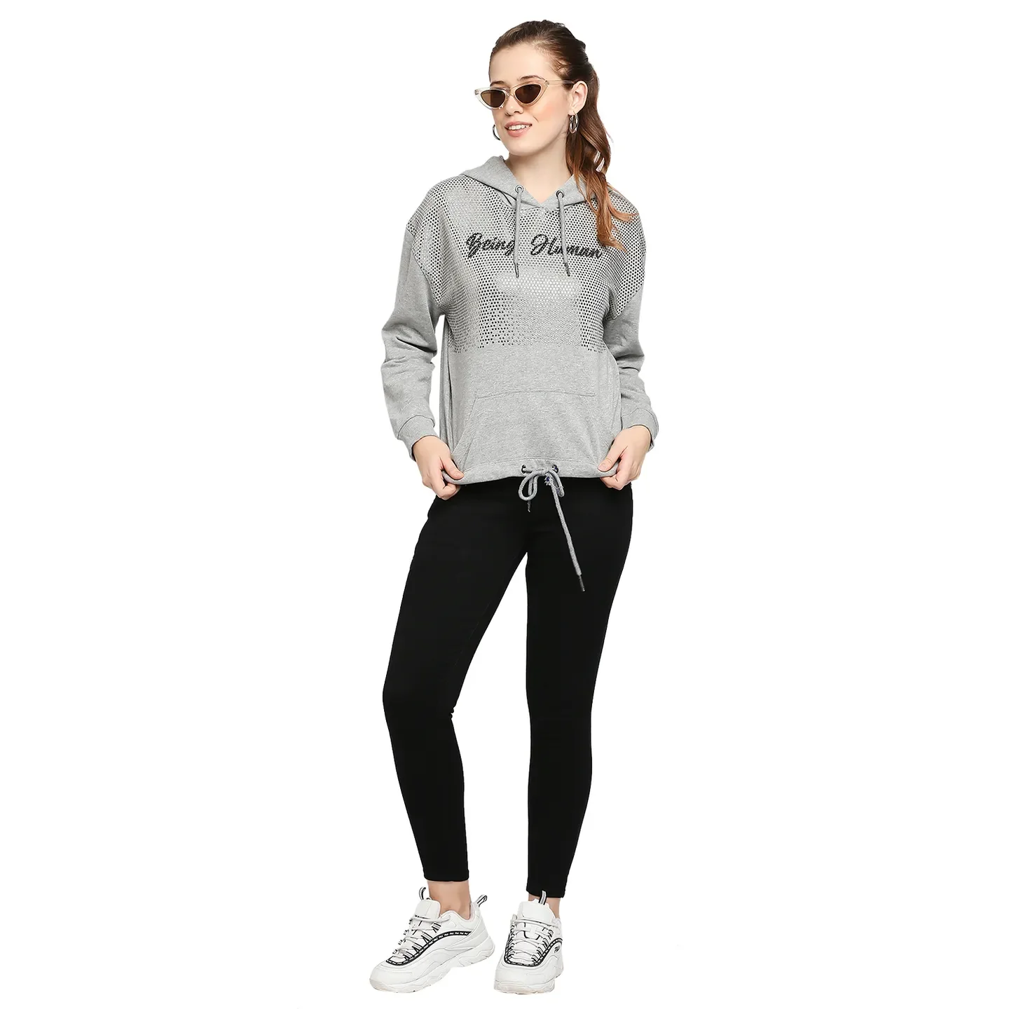 Grey Women's Cotton Blend Hoodie By Being Human Clothing - Image 5