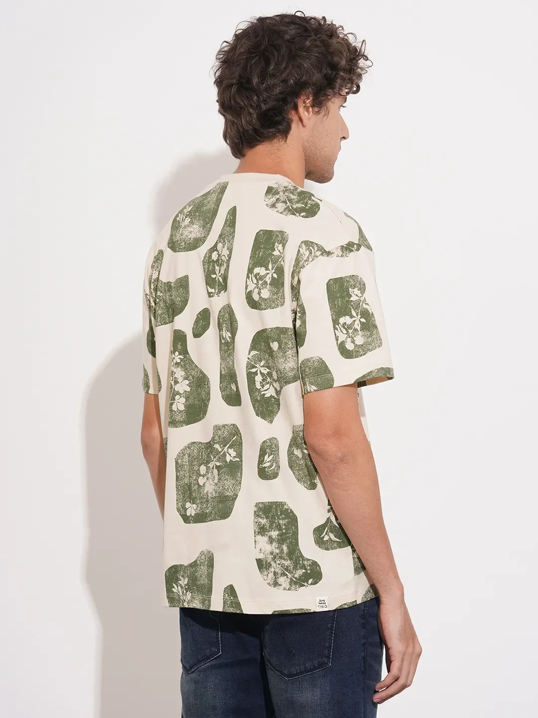 Cream Easy Fit Round Neck Men's T-Shirt by Being Human Clothing - Image 3