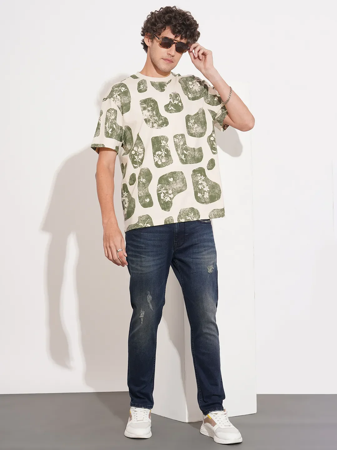 Cream Easy Fit Round Neck Men's T-Shirt by Being Human Clothing - Image 4