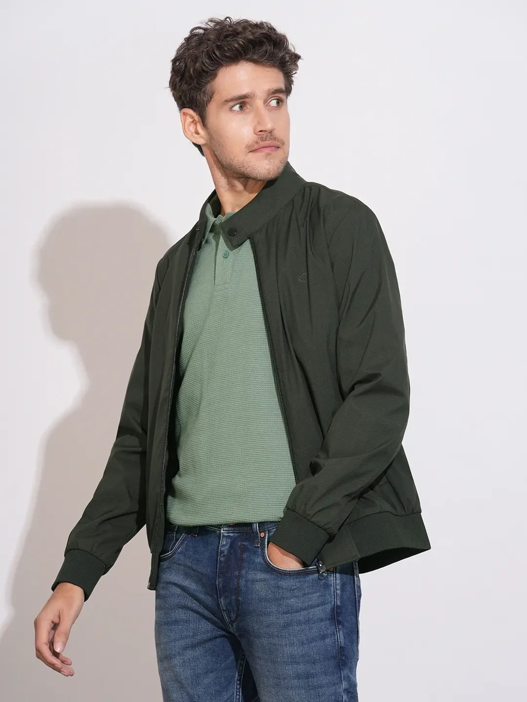 Green Regular Fit Long Sleeves Polyester Men's Jacket by Being Human Clothing - Image 2