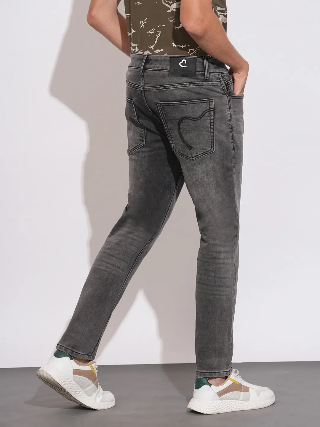 Grey Slim Fit Denims For Men By Being Human Clothing - Image 3