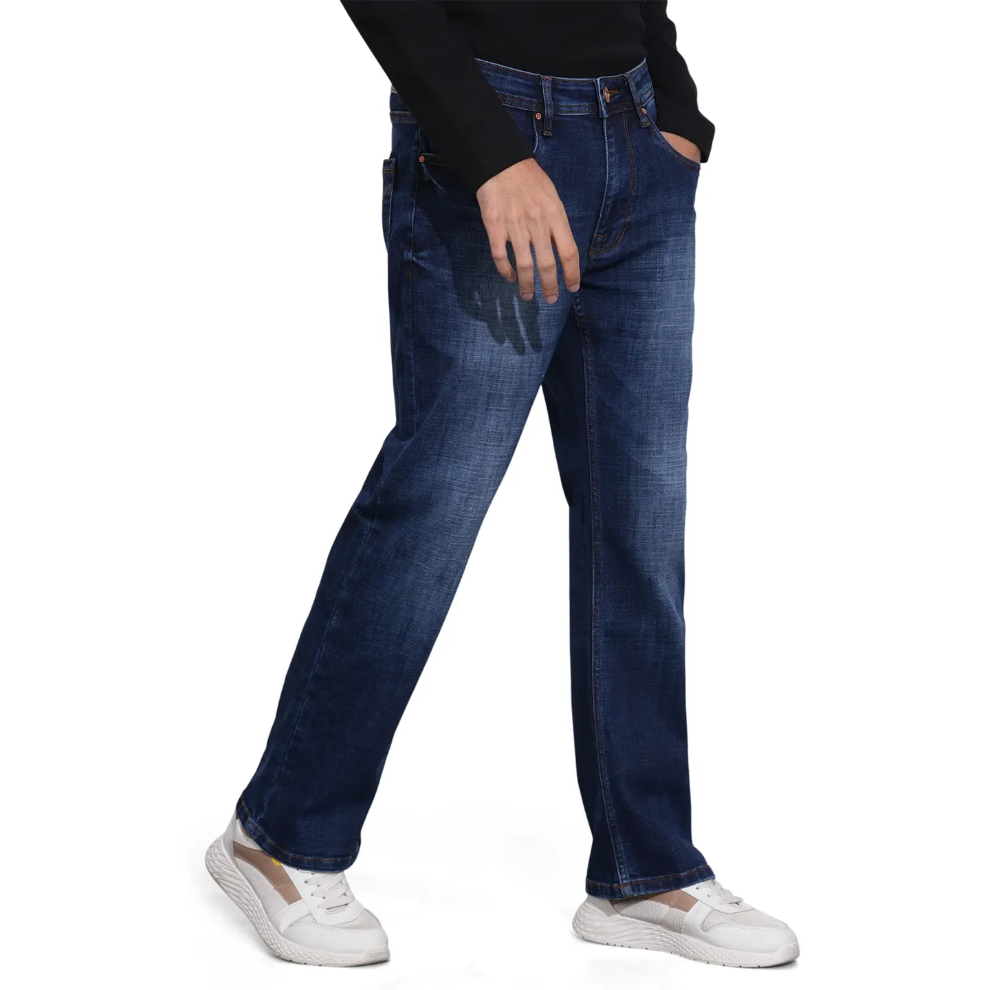 Blue Boot Cut Fit Cotton Blend Men's Denims by Being Human Clothing - Image 2