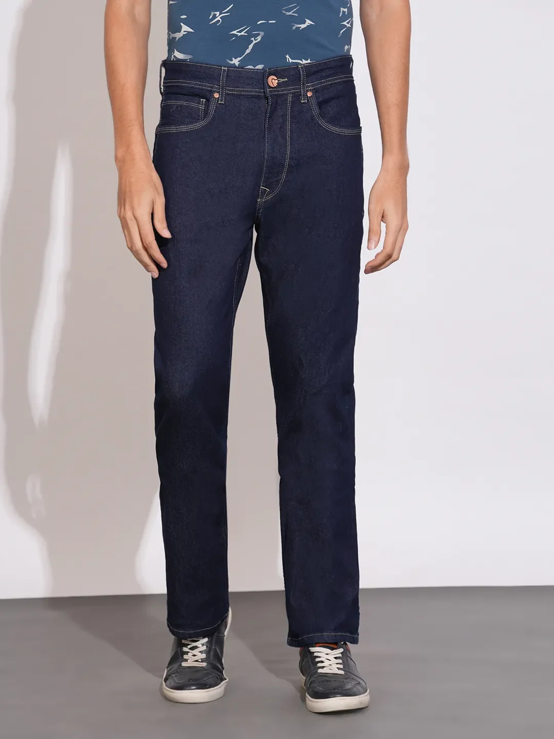 Blue Boot Cut Fit Cotton Blend Men's Denims by Being Human Clothing